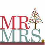 Mr & Mrs Merry & Bright Cake Topper Photo Sculpture