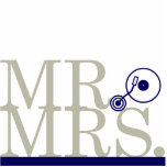 Mr & Mrs Navy & Silver DJ Cake Topper photo sculptures