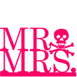 Mr & Mrs Pink Skull Cake Topper Photo Cut Out