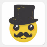 Mr Smiley Moustache Square Stickers