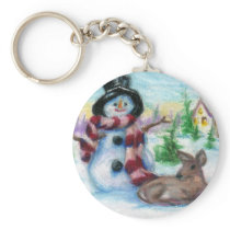 Mr Snowman Keychain