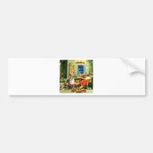 Mrs. Claus and Santa on Christmas Night Bumper Stickers