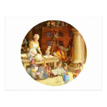 Mrs. Claus & Santa's Elves Bake Christmas Cookies Post Card