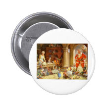 Mrs. Claus & Santas Elves baking Christmas Cookies Buttons
