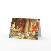 Mrs. Claus & Santas Elves baking Christmas Cookies Card