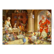 Mrs. Claus & Santas Elves baking Christmas Cookies Card