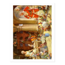 Mrs. Claus & Santas Elves baking Christmas Cookies Post Cards