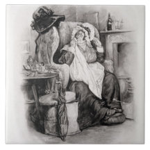 Mrs Gamp, from 'Charles Dickens: A Gossip about hi Ceramic Tile