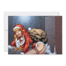 Ms Claus On The Rooftop Delivering Santas Presents Custom Invitation
