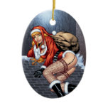 Ms Claus On The Rooftop Delivering Santas Presents ornaments