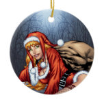 Ms Claus On The Rooftop Delivering Santas Presents ornaments