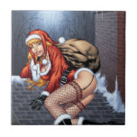 Ms Claus On The Rooftop Delivering Santas Presents tiles
