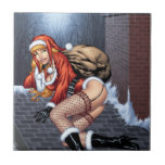 Ms Claus On The Rooftop Delivering Santas Presents tiles