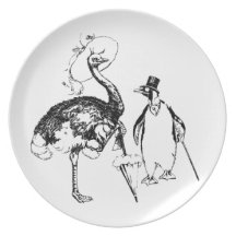 Ms Ostrich and Mr Penguin Party Plates