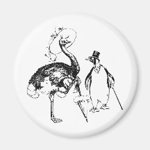 Ms Ostrich and Mr Penguin Refrigerator Magnet
