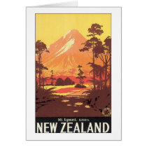 Mt Egmont New Zealand Travel Poster Card