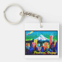 Mt. Hood in Summer Keychain Square Acrylic Keychains