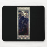 mucha art deco night star black dress woman mousepads