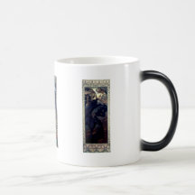 mucha art deco night star black dress woman coffee mug