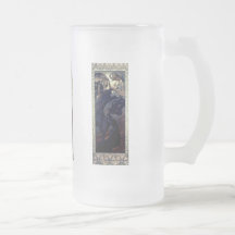 mucha art deco night star black dress woman coffee mug