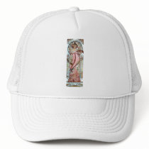 mucha art deco white star champagne woman trucker hat