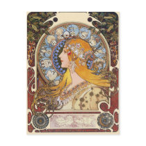 Mucha Art Nouveau Postcard -  Zodiac  - La Plume