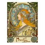Mucha Art Nouveau Postcard -  Zodiac  - La Plume