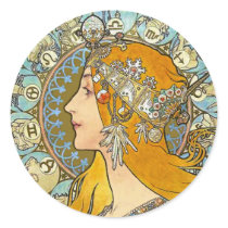 Mucha Art Nouveau Poster -  Zodiac  - La Plume Stickers
