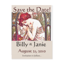 Mucha Art Nouveau Save the Date Postcard