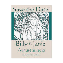 Mucha Art Nouveau Save the Date Postcard