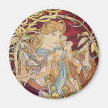 Mucha Art Nouveau: Woman With Daisy Magnets