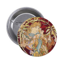 Mucha Art Nouveau: Woman With Daisy Pins