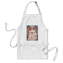 Mucha Champenois paris pink dress lady art deco Aprons