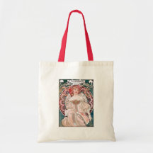 Mucha Champenois paris pink dress lady art deco Bags