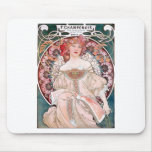 Mucha Champenois paris pink dress lady art deco Mousepad