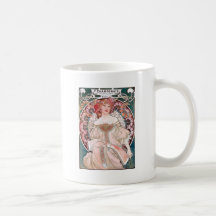 Mucha Champenois paris pink dress lady art deco Coffee Mugs