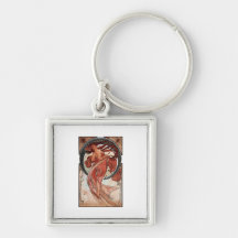 Mucha dance art deco lady keychains