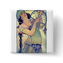 mucha gypsy tambourine dance music woman pins
