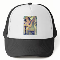 mucha gypsy tambourine dance music woman hat