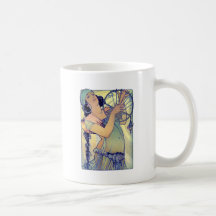 mucha gypsy tambourine dance music woman coffee mug