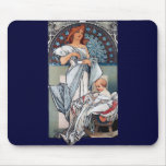 Mucha Hot chocolate mother baby vintage gift Mousepad