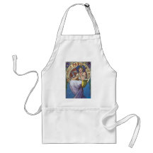 Mucha Paris art deco woman flowers Apron