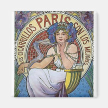 Mucha Paris art deco woman flowers Fridge Magnets