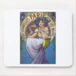 Mucha Paris art deco woman flowers Mousepads