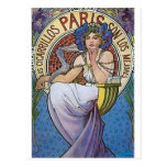 Mucha Paris art deco woman flowers Postcard