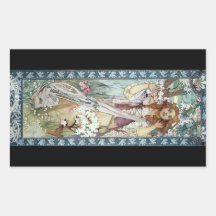 Mucha Woman Art Deco Flowers Spring blossoms Sticker