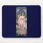 Mucha woman pink romantic dress art deco lady mousepads