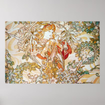 Mucha Woman With a Daisy Art Nouveau Poster Print