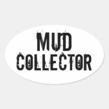 "Mud Collector" Trail Running Oval Decal B/W Oval Stickers