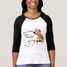Muddy Christmas Corgi Ladies T Shirt